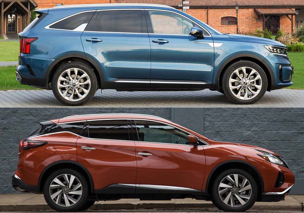 Габариты Kia Sorento и Nissan Murano