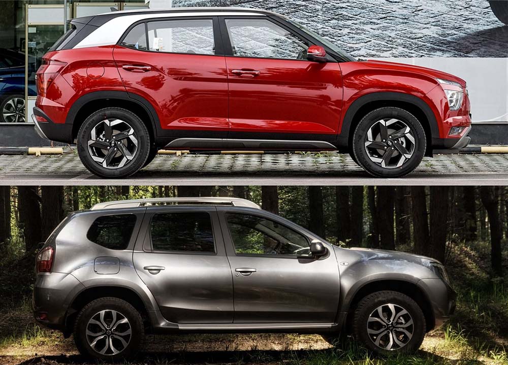 Размеры Hyundai Creta и Nissan Terrano