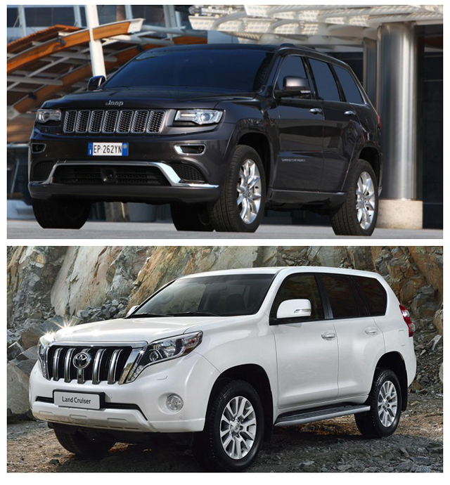 Jeep Grand Cherokee и Toyota Land Cruiser Prado - два мощных внедорожника сегодня посоревнуются за первенство
