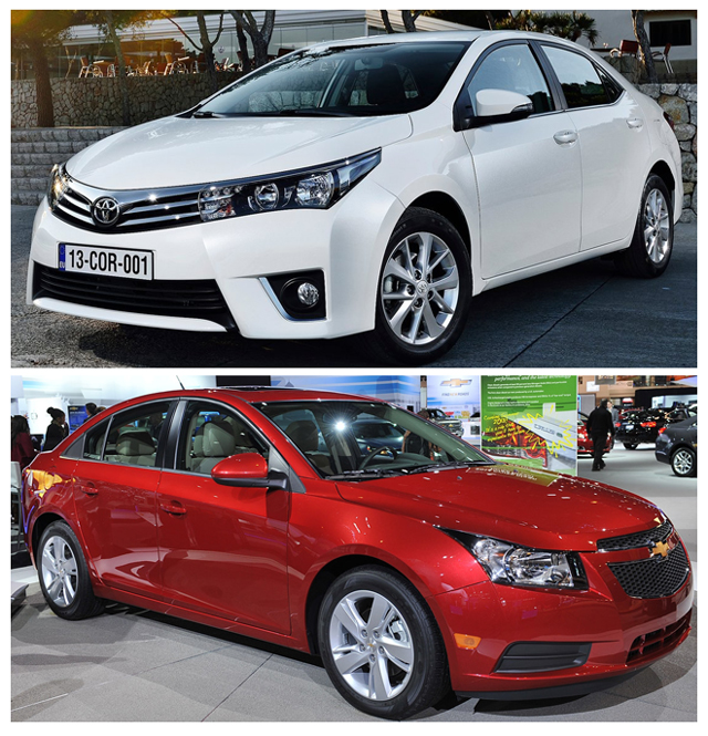 Автомобили Toyota Corolla и Chevrolet Cruze - два седана, отлично зарекомендовавших себя на рынке